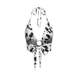 2024 Women's New Sexy V-Neck American Flag Hanging Neck Ring With Velvet Chest On The