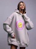 Zingj Hoodie 2024 New Female Ins Loose Sports Casual Print