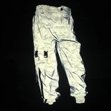 Spring And Autumn Men And Women Reflective Pants Basketball Sports Hip-Hop Beam Leg Pants Casual Luminous Pants-Outfit