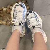 Zingj Bottom Dad Shoes Female 2024 Summer New Vintage Port Wind Heighten Running Shoes Silver Mesh Breathable Casual