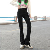 Flared Jeans Femme Street Low Waist Horn Pants Japanese Brown Elastic Korean Fashion Casual Cotton Y2k Women