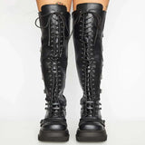 New Large-Size Leisure High-Heeled Boots Children's Slope And T-Encoded Belt Buckle Over Knee