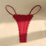 Sports Thin Sexy Lace Thongs Breathable Traceless Women's Underwear Low Waist Cotton Crotch Bow Panties Seamless