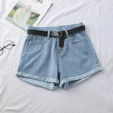 Women Chic All-match Korean Casual Basic Simple Harajuku Teens Denim Short Trouser Basic Loose Wide-leg Womens