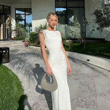 White Sheer Side Button Snap Maxi Dress-Outfit