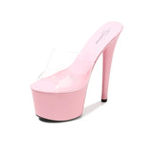 Zingj New Model Shoes Super High Heels 17CM Thin Heel Waterproof Platform Sandal Female Transparent Crystal Shoes Wedding