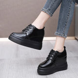 Height Patent Leather Small Leather Shoes Heel Waterproof Table Single Shoes Spring Autumn Pine Women's Shoes With Deep Mouth Plus Velvet Naked