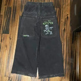 Zingj Straight Jeans For Men Retro Hip-Hop Goth Street Clothing Harajuku Men's Casual Pants 102-1-Outfit
