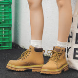Zingj Yellow Boots British Cargo Martin Boots Men's Ankle Boots 2024 Spring And Autumn Single Boots Platform Versatile Hiking Boots