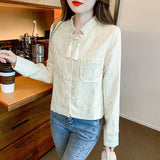 Zingj Texture Short Coat Female Spring And Autumn 2024 New Hot Style National Wind Plate Buckle Long Sleeve Jacket Autumn Women's Wear-Outfit