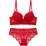 New Lace Lingerie Women Sexy Bra Set Push up Bras Underwear Set 3/4 Cup Lingerie Set Embroidery Flowers Bras and