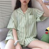 Sets Women Comfortable Fashion Plaid Sweet Cute Casual Lounge Homewear Korean Fashion Summer Girls Clothing Simple