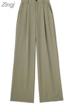 Gray Striped Pants Women High Waist Baggy Pants Woman Office Casual Summer Women's Pants Y2k Streetwear Wide Leg