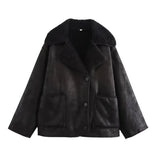 Women's New Retro Loose Thin Grab Velvet Velvet Casual Jacket