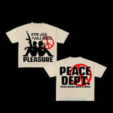 War Girl Graphic Print T-Shirt Y2K Vintage Loose-Sleeved Round-Collar Cotton Top Gothic Street Men's Wear 211-0-Outfit