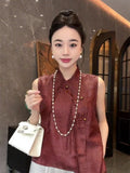 Zen Sleeveless Vest Women's New Chinese Style Plate Buckle Shoulder Vest Clip In The Summer Of