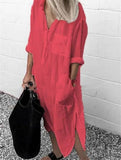 Solid Color Cotton Blend Simple Long Shirt Women's