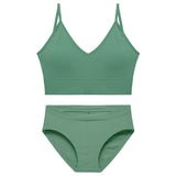Sexy Seamless Tops Set Low-waist Panties Women Wireless Underwear Suit Soft Padded Bras Set Backless Bralette