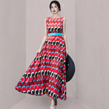 Women Bohemia Print Long Dresses Summer New 2021 Boho Casual Chiffon A LIne Dress Vintage Party Vestidos With