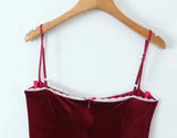Red Velvet Strap Flare Mini Dress- Outfit