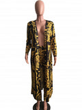 Big Size 2 Pieces Set Sexy Autumn Fashion Women Set Female Tops Floral Print Long Sleeve Cardigan Bodycon Stripe