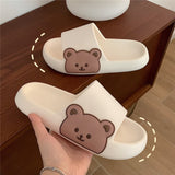 Slippers Leisure Fashion Cartoon Bear Design for Ladies Daily Wearing Beach Garden Light EVA Thicken Sole Flat