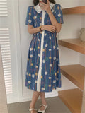 Kitty Summer Dress Women Retro Hot OL Short Sleeves Chic Embroidery Flowers 2022 Slim Stylish Casual Lady New Sweet
