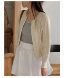 Zingj Vintage Twist Sweater Jacket New Lazy Design Sense Hollow Jacket With Knitted