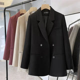 Suit Jacket Female Spring And Autumn Korean Version Of Loose Temperament Double Buckle Leisure Professional Raspberry Suit