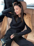 2022 Black Long Sleeve Feather T Shirts Women O Neck Basic Casual Autumn Summer White Y2K Blue Sexy Top Shirt