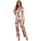 Zingj Women's Home Clothing Autumn And Winter Animal Long Sleeve Shirt Trousers Two Sets Of Pajamas Female