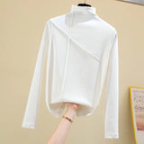 Long Sleeve Thick T Shirt Women Winter Tops Turtleneck Warm T-Shirt Korean Cotton Tshirt Woman Tee Shirt Femme Pink