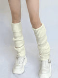 Warm Solid Color Ribbed Knit Leg Warmer- Outfit
