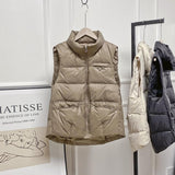 Down Jacket Vest Female Short Style Autumn And Winter Station White Duck Velvet Vest Rivet Tide Horse Clip Tide Coat-Outfit