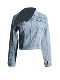 Zingj 2024 New Retro Wash Do Old Off-The-Shoulder Design Sense Denim Jacket Female Niche Design Sense