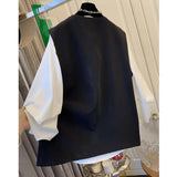 Chic Black Suit Masques Korean Version Of Loose Long-Sleeved Shirt Women 2025 European Simple Two-Piece