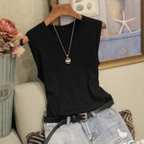 Vests Women Top O-neck Solid Tank Fashion Female Sleeveless Casual Thin Tops 2019 Summer Knit Woman Shirt Gilet