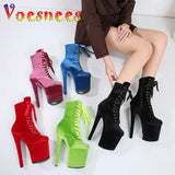 Autumn And Winter Fashion Pole Dance Show Shoes 20CM Hate Sky High Flock Mid-Calf Boots Women Sexy Platform Zipper High