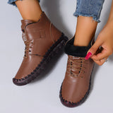 Women's Shoes Plus Velvet Warm High-Cotton Shoes Winter Hand-Sewn Mother Shoes Soft Bottom Flat