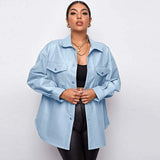 Zingj Winter And Fall New PU Leather Women's Shirt Fashion Women's