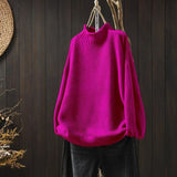 Literary And Art Retro Semi-High-Collar Sweater Women Loose Large Plate Type 2025 Autumn And Winter Casual Knitted Bottom