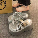 Women Wear 2025 Summer New Small Thick-Soled High-Heeled Water Drill Jackets Toe Cool Slippers