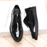 Zingj Casual Leather Shoes Male British Block Shoes Male Thick Bottom Versatile Business Small Leather Shoes