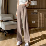 Zingj Leg Pants Women's Pants Down Loose High Waist Yellow Trousers Spring And Autumn Suit Narrow Version Straight Tube Casual Floor