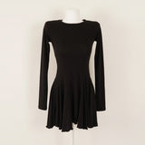 A-Line Knitted Dress Full Sleeve Solid Ladies Sweater Vestidos 2022 Autumn Women Mini