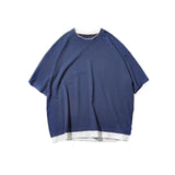 And Summer New Fake Two Short-Sleeved T-Shirts Male Trend Hong Kong Style Simple Cec Half-Sleeved Internet Celebrity Hip-Hop