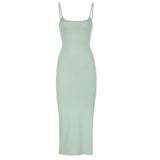 Zingj Hot Girl Wind Hollow Out Leakage Waist Condole Belt Dress Female U Collar Solid Color Versatile Open Fork Package Hip
