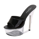 Zingj Leather 13Cm15cm Special High Heels With Sexy Waterproof Platform Hate Day Superb High Slippers Female