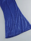 Halter Deep V Neck Sequin Maxi Dress- Outfit