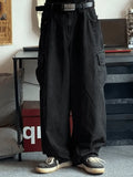 Men's Cargo Pocket Patched Straight Leg Jeans- Outfit